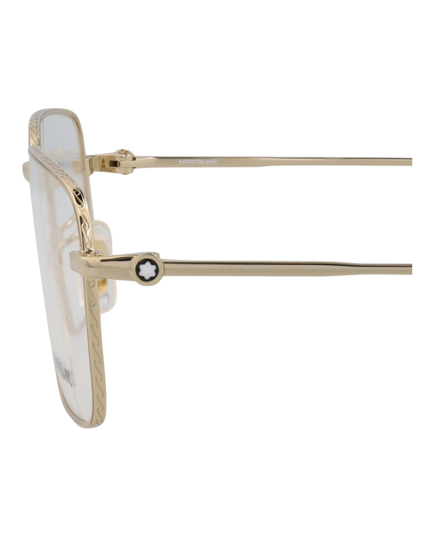 Montblanc Mens Square/Rectangle Gold Gold Transparent Fashion Designer Eyewear
