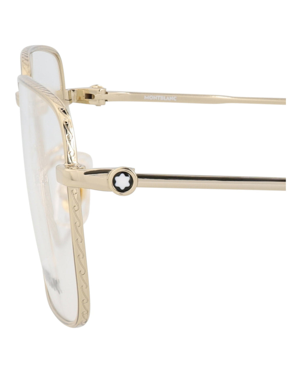 Montblanc Mens Square/Rectangle Gold Gold Transparent Fashion Designer Eyewear