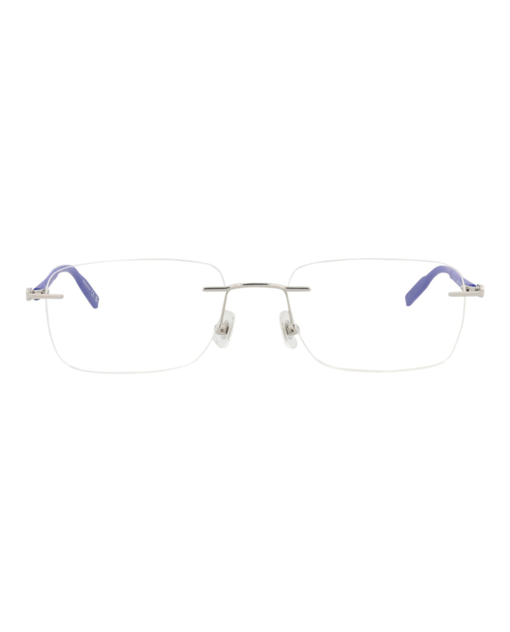 Montblanc Mens Square/Rectangle Silver Blue Transparent Fashion Designer Eyewear