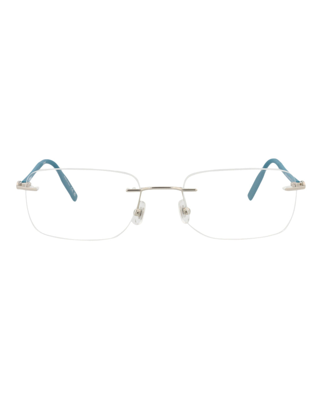 Montblanc Mens Square/Rectangle Silver Blue Transparent Fashion Designer Eyewear