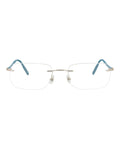 Montblanc Mens Square/Rectangle Silver Blue Transparent Fashion Designer Eyewear