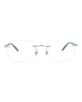 Montblanc Mens Square/Rectangle Silver Blue Transparent Fashion Designer Eyewear