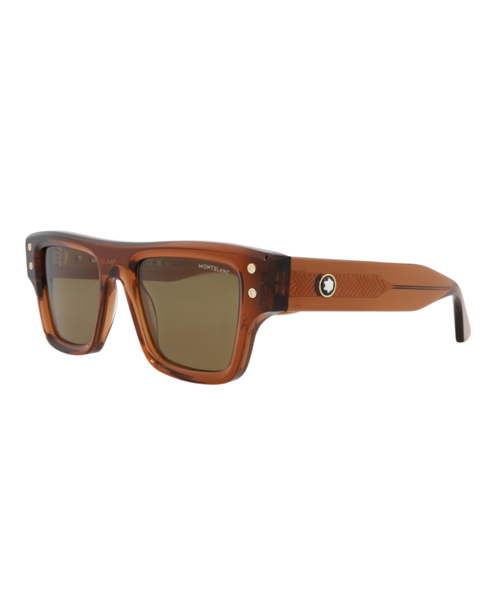 Montblanc Mens Square/Rectangle Brown Brown Brown Fashion Designer Eyewear