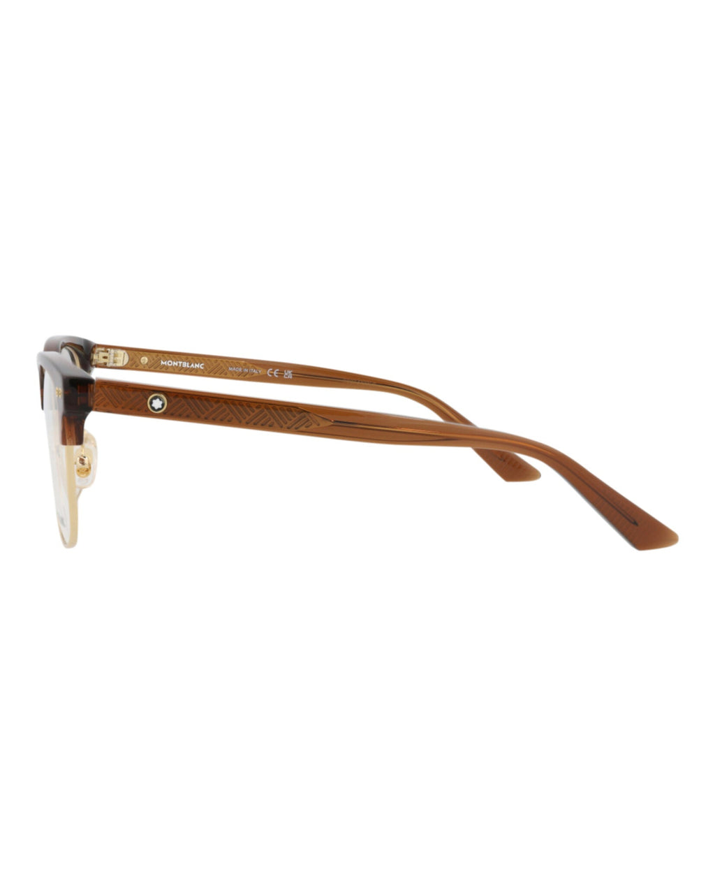 Montblanc Mens Square/Rectangle Brown Brown Transparent Fashion Designer Eyewear