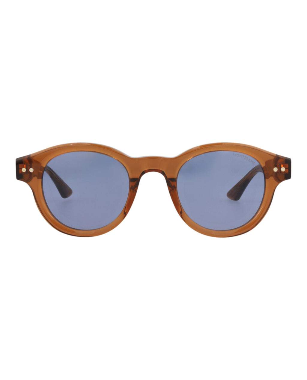 Montblanc Mens Round/Oval Brown Brown Blue Fashion Designer Eyewear