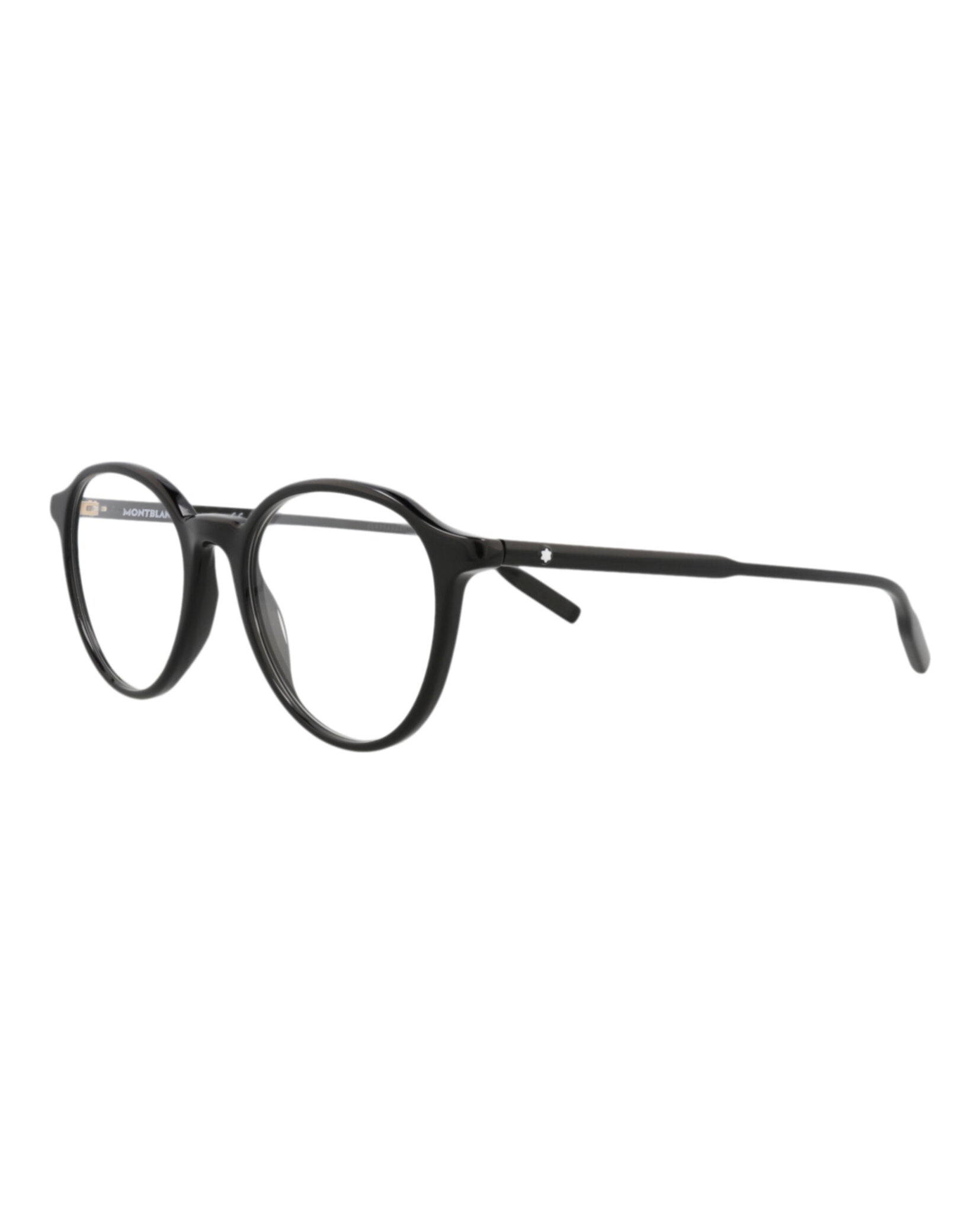 Montblanc Mens Round/Oval Black Black Transparent Fashion Designer Eyewear