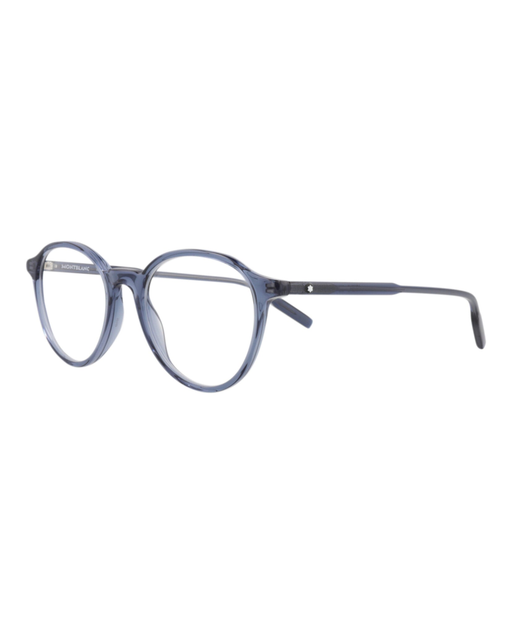 Montblanc Mens Round/Oval Blue Blue Transparent Fashion Designer Eyewear