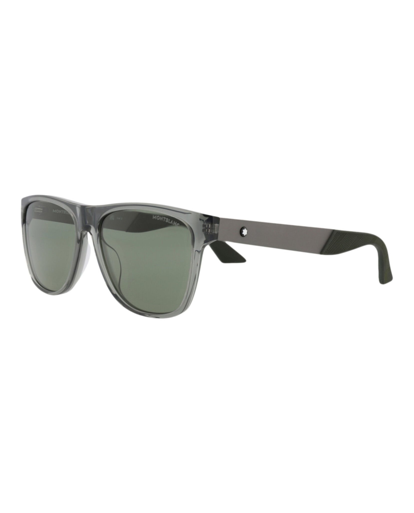 Montblanc Mens Square/Rectangle Grey Ruthenium Green Fashion Designer Eyewear