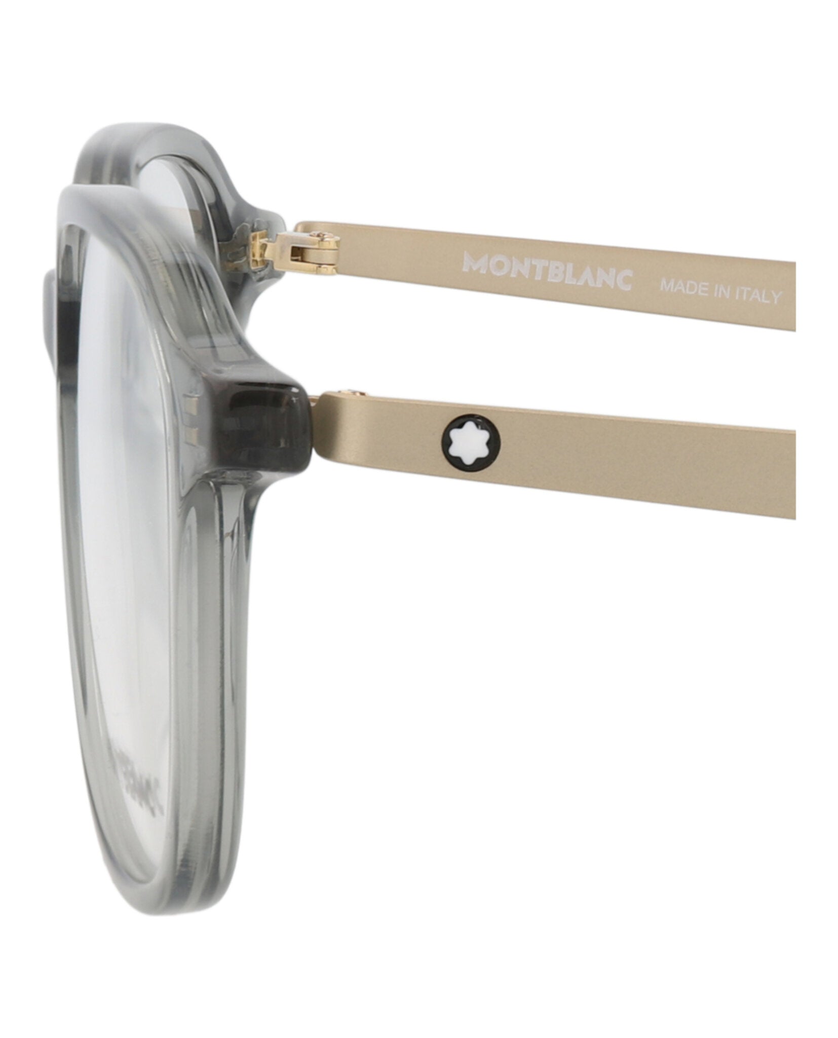 Montblanc Mens Round/Oval Grey Gold Transparent Fashion Designer Eyewear