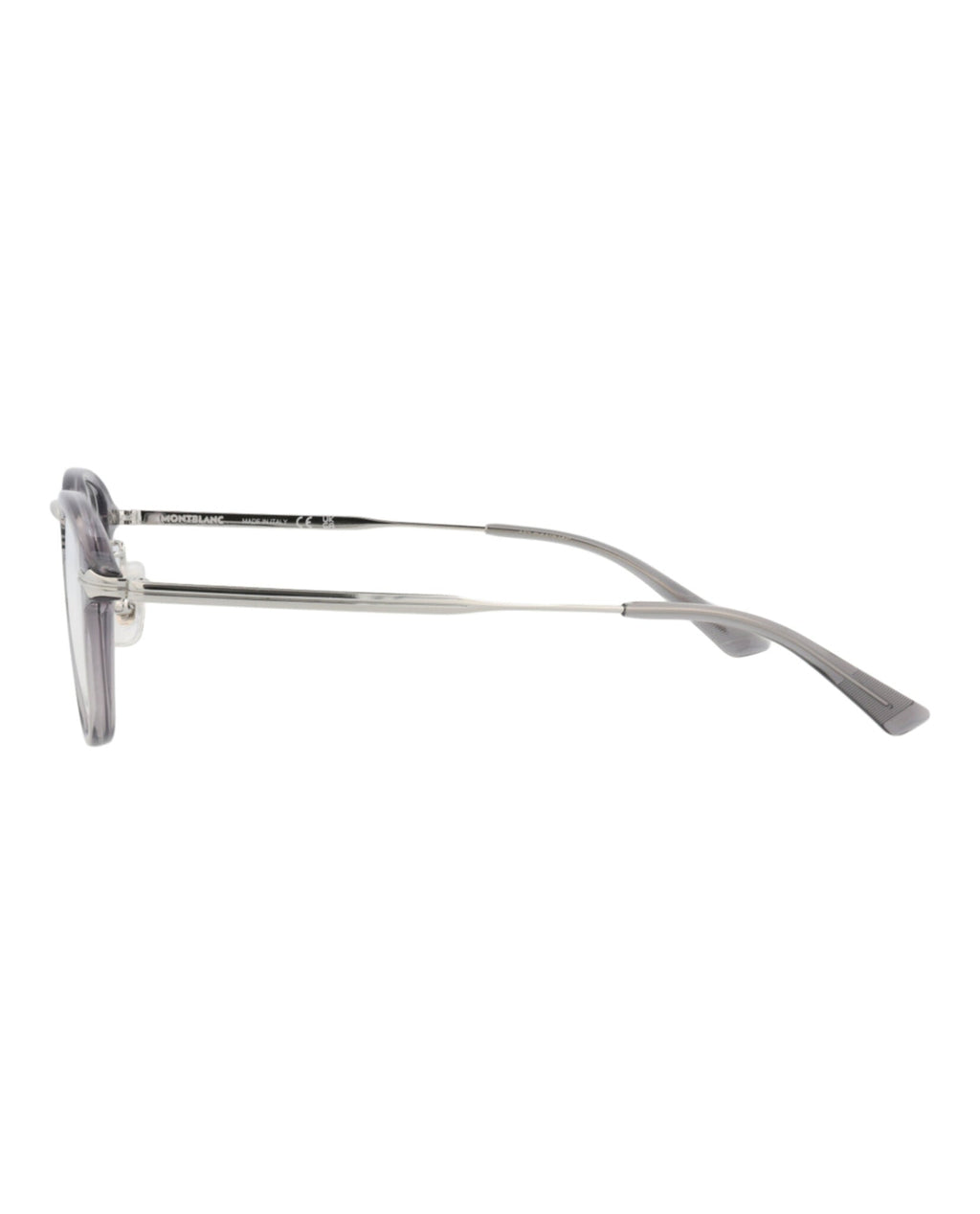 Montblanc Mens Round/Oval Grey Silver Transparent Fashion Designer Eyewear