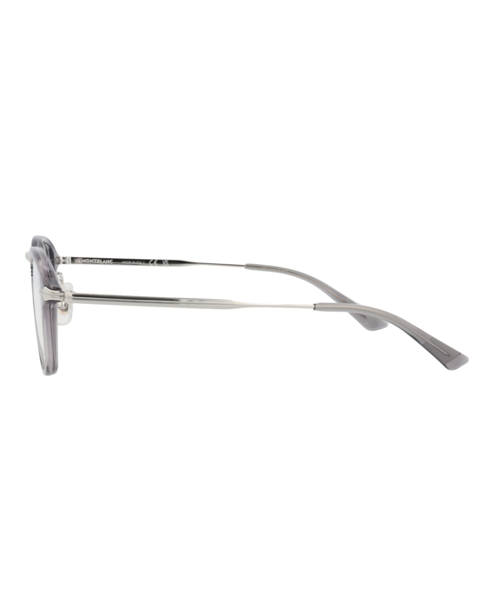 Montblanc Mens Round/Oval Grey Silver Transparent Fashion Designer Eyewear
