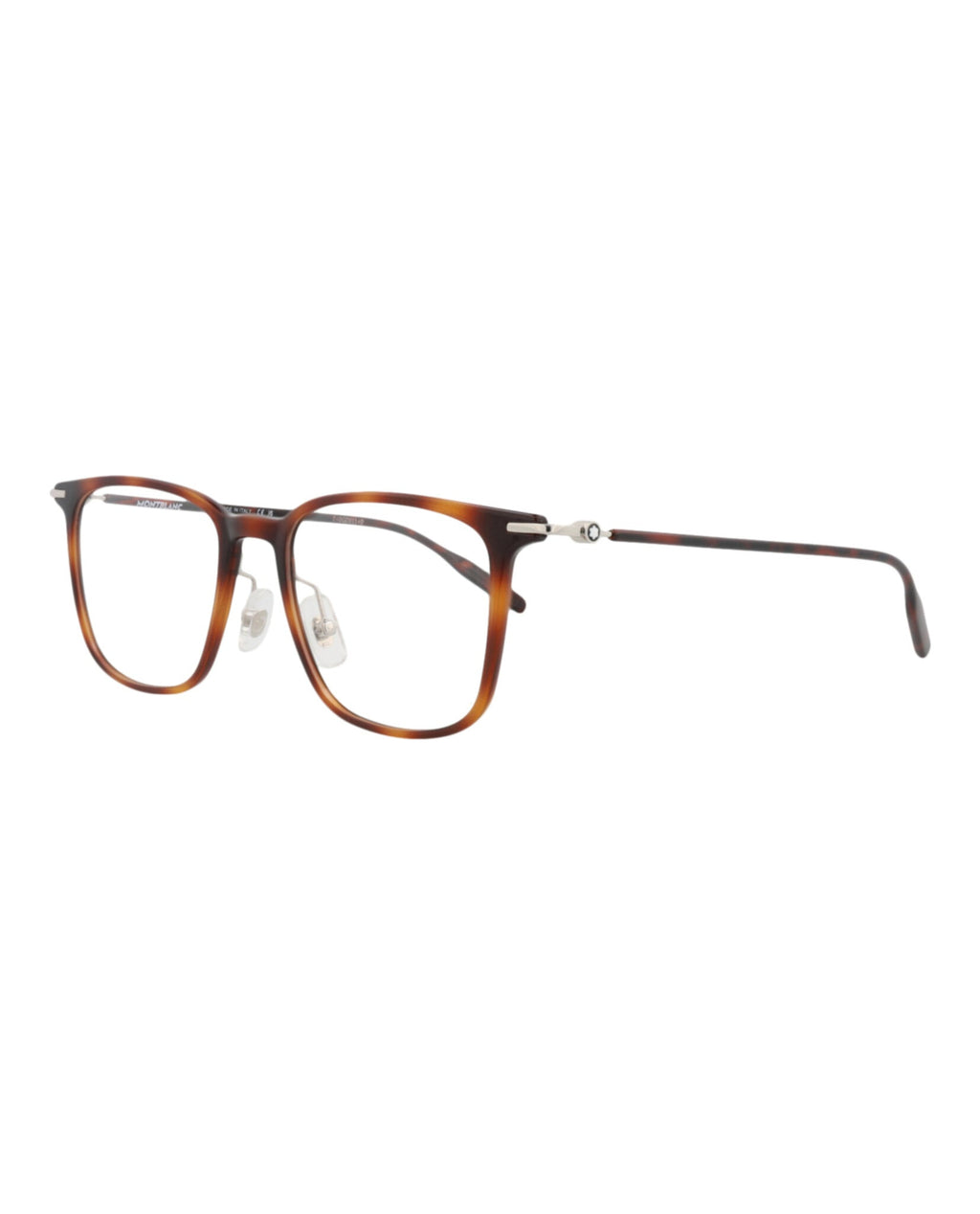 Montblanc Mens Square/Rectangle Havana Silver Transparent Fashion Designer Eyewear