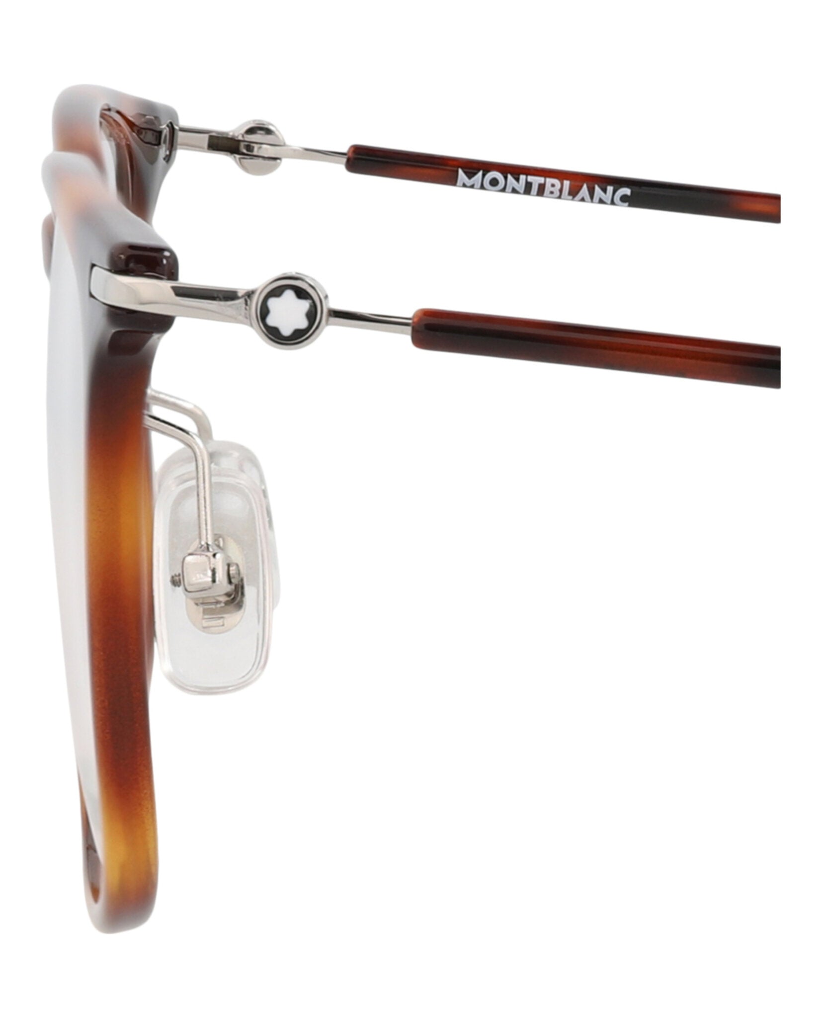 Montblanc Mens Square/Rectangle Havana Silver Transparent Fashion Designer Eyewear