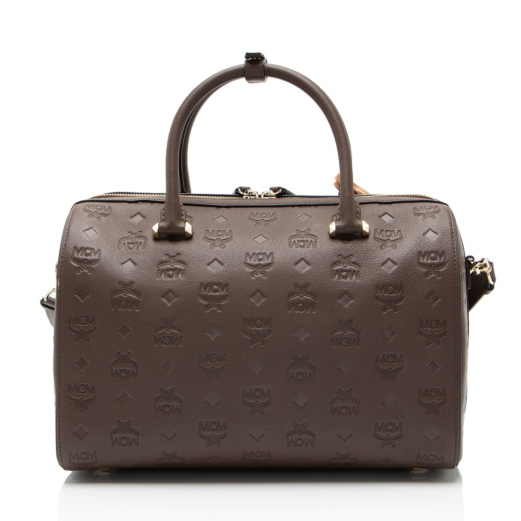 MCM Calfskin Ottomar Monogram Essential Boston Bag
