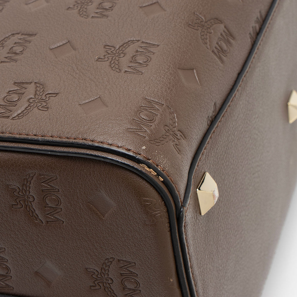 MCM Calfskin Ottomar Monogram Essential Boston Bag