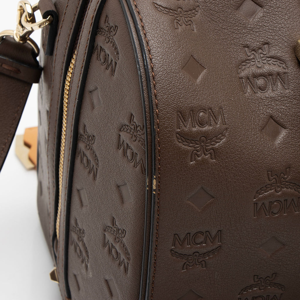 MCM Calfskin Ottomar Monogram Essential Boston Bag