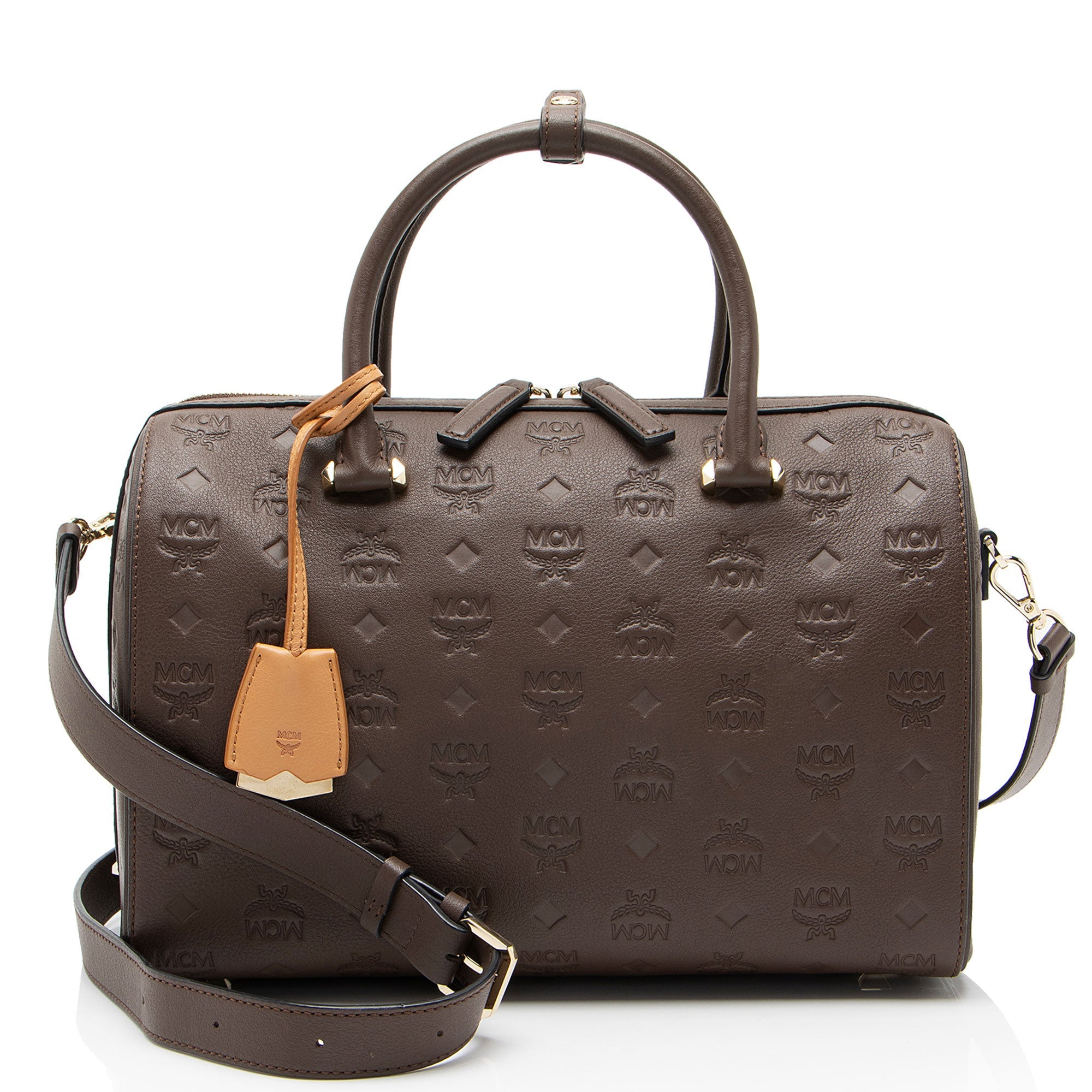 MCM Calfskin Ottomar Monogram Essential Boston Bag