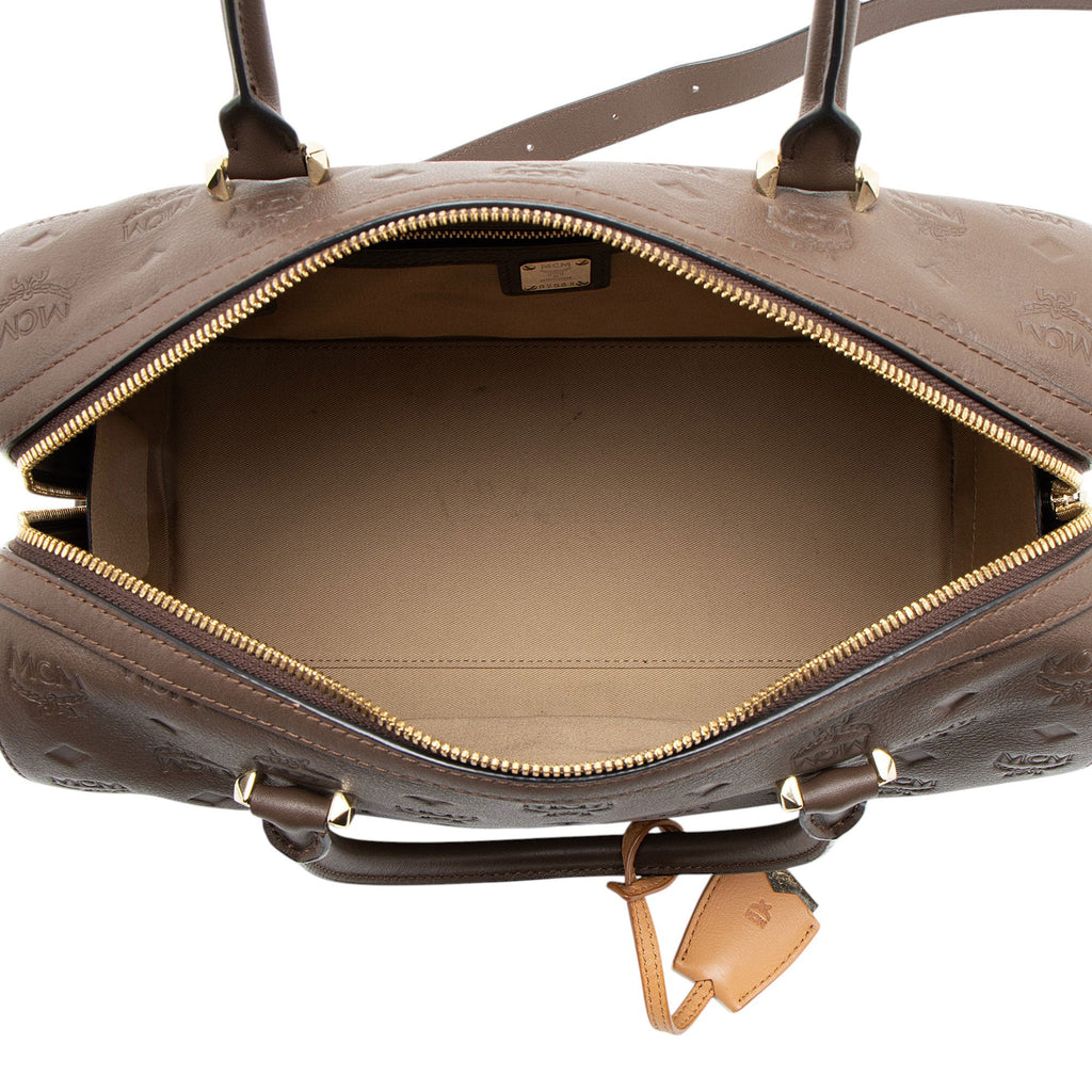 MCM Calfskin Ottomar Monogram Essential Boston Bag