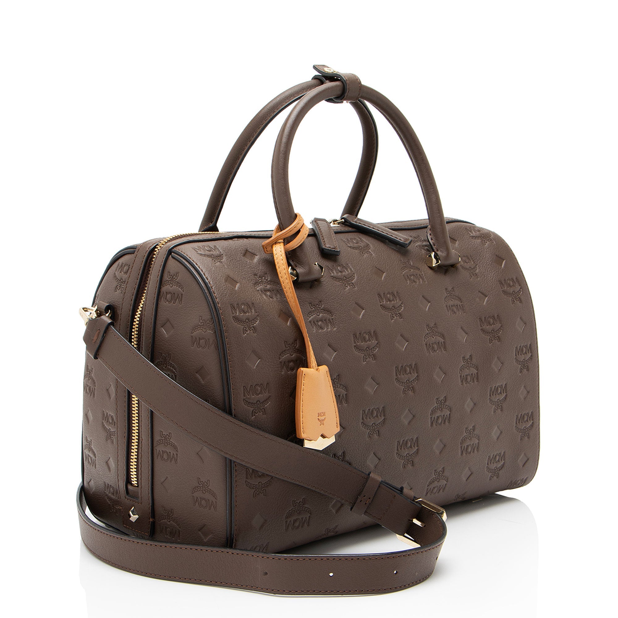 MCM Calfskin Ottomar Monogram Essential Boston Bag