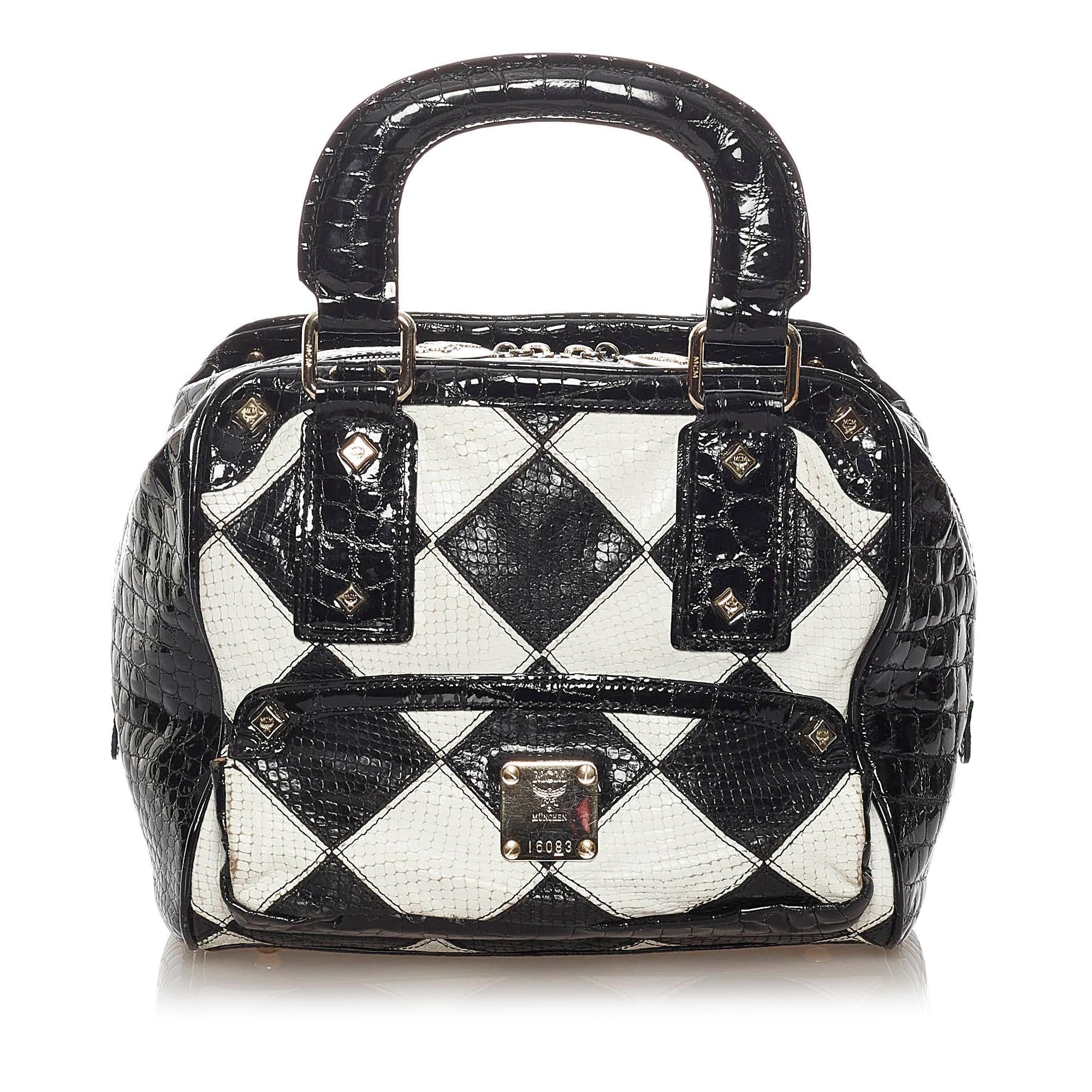 MCM Embossed Patent Leather Satchel (SHG-27971)