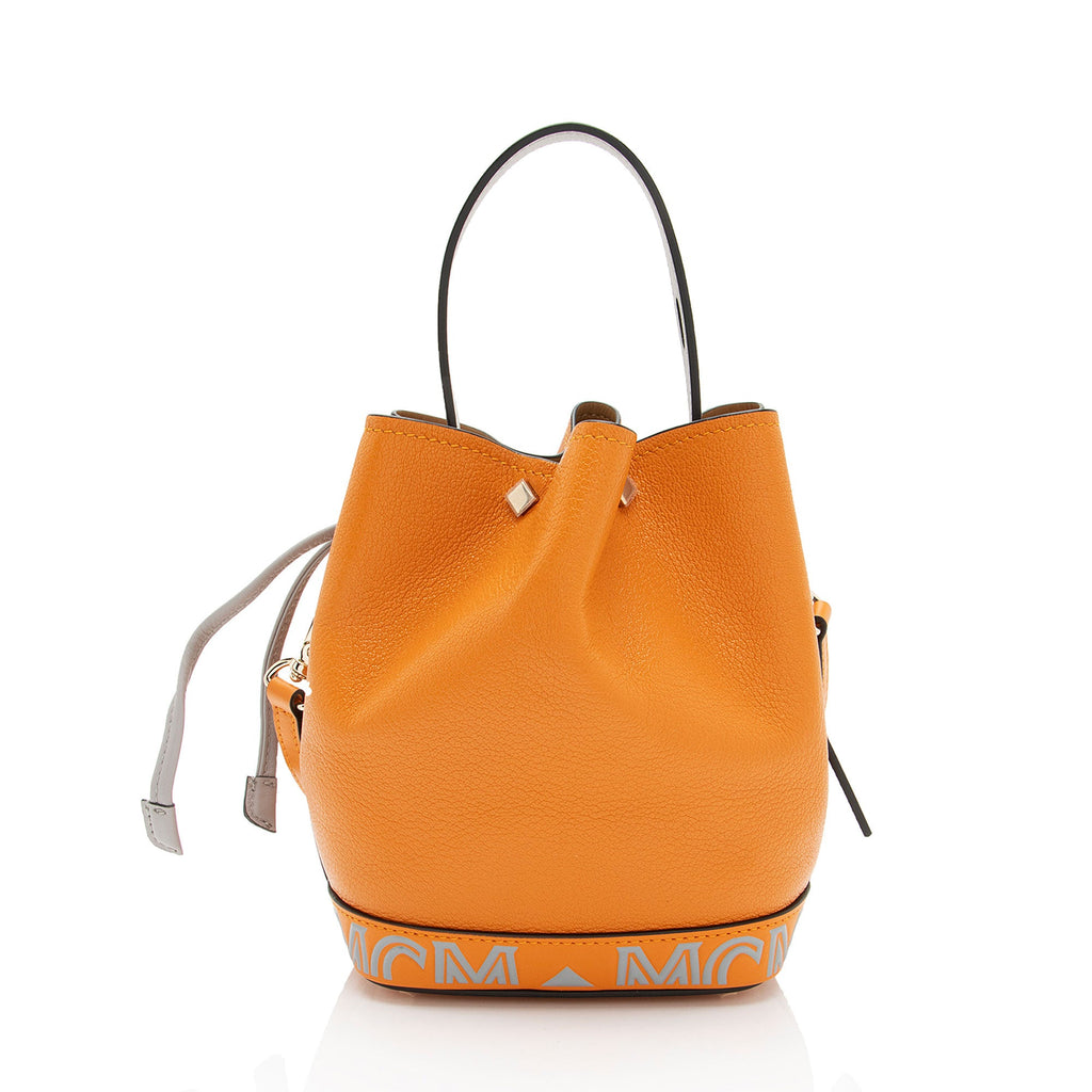MCM Leather Milano Drawstring Mini Bucket Bag