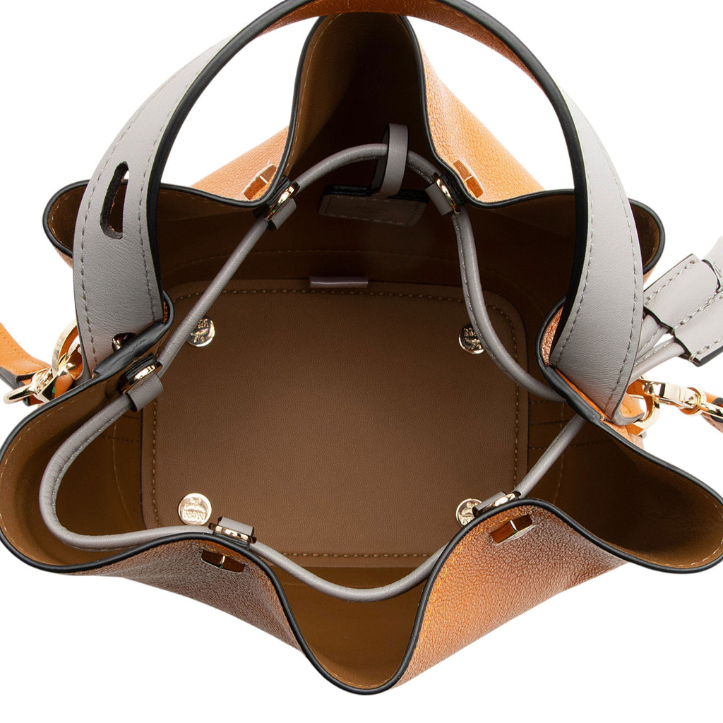 MCM Leather Milano Drawstring Mini Bucket Bag