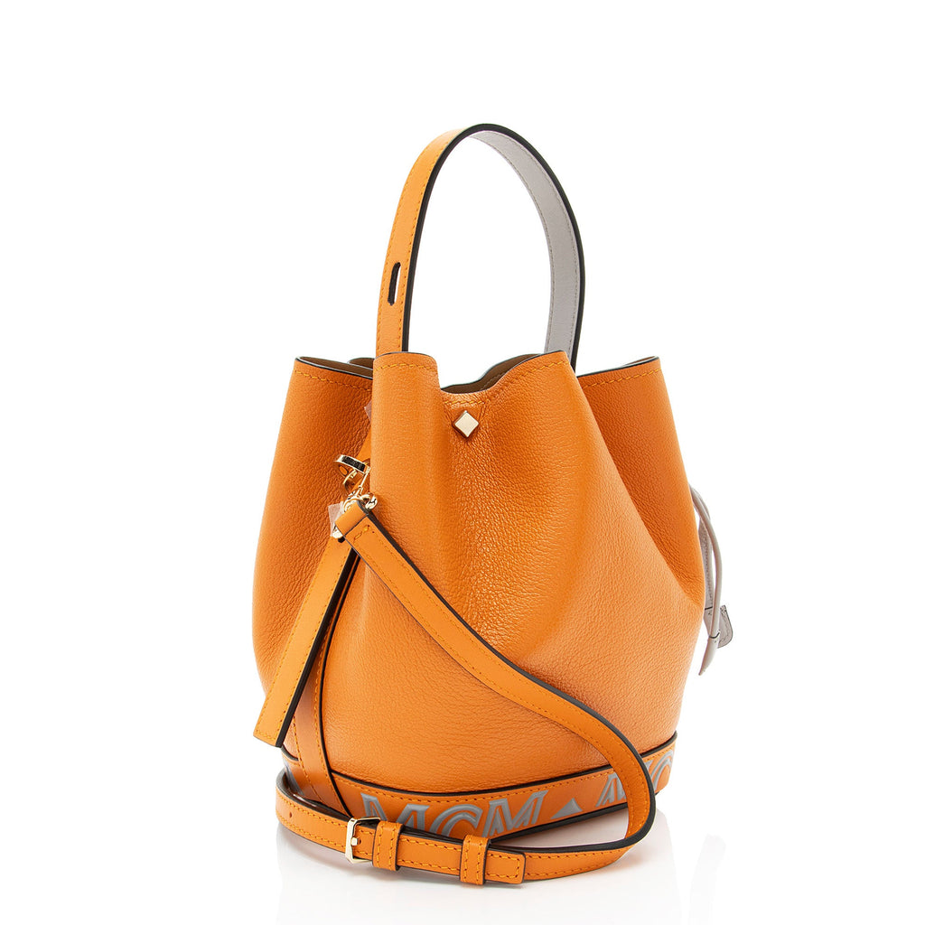 MCM Leather Milano Drawstring Mini Bucket Bag