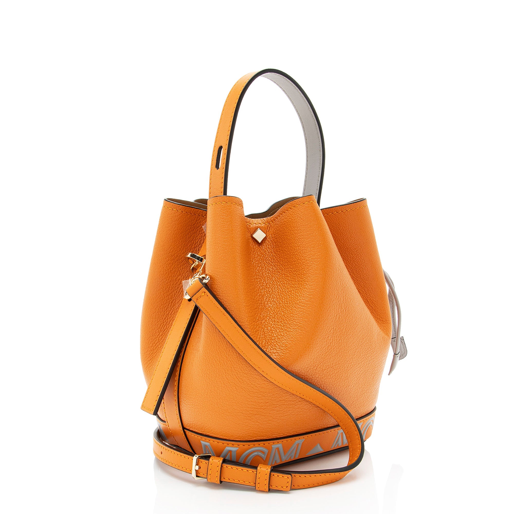 MCM Leather Milano Drawstring Mini Bucket Bag