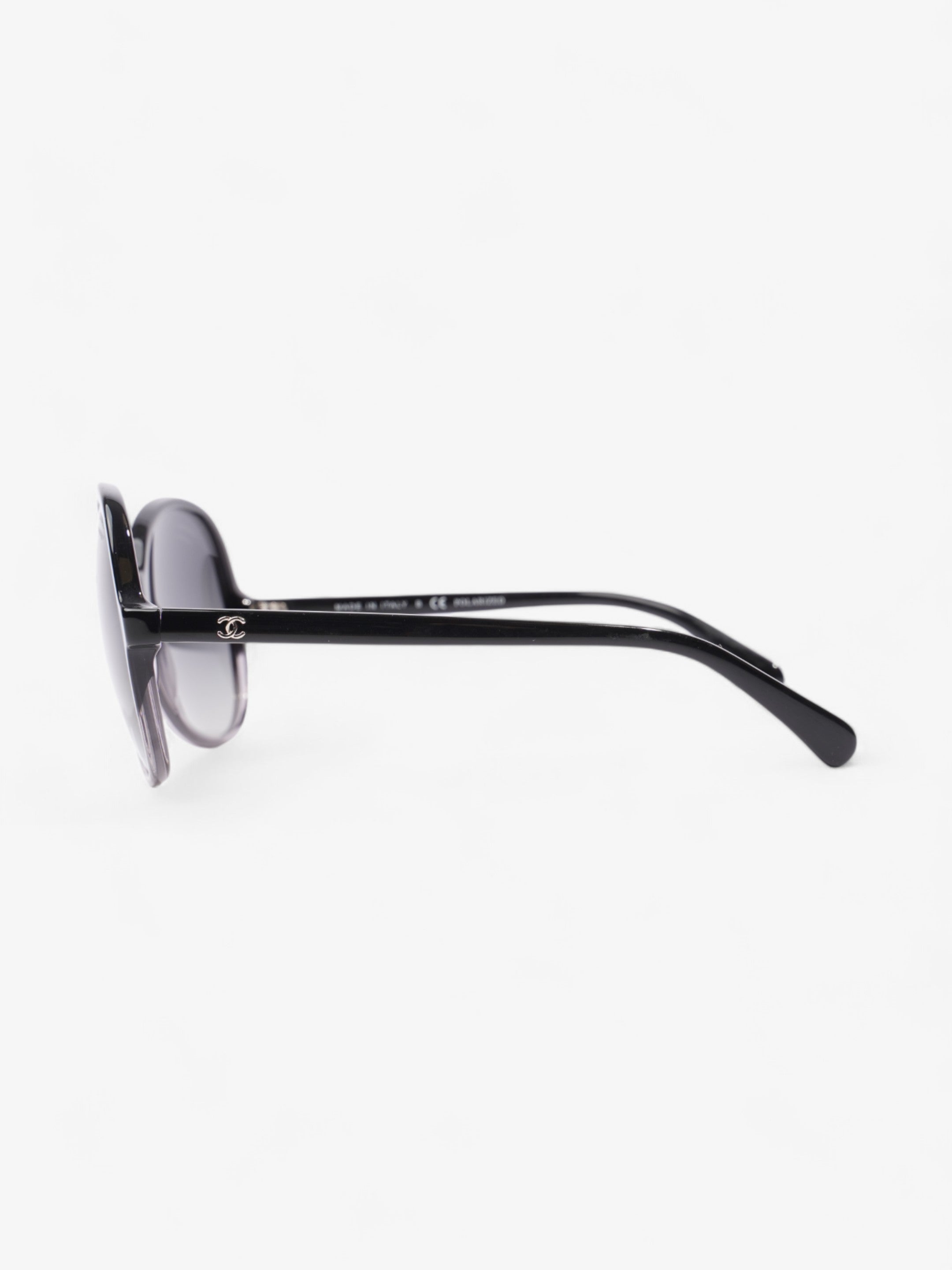 Chanel Oversized Round Sunglasses Black Acetate 140mm