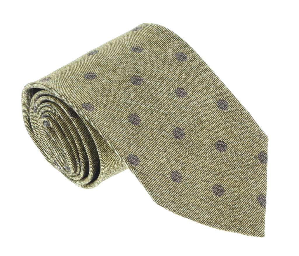 Missoni U5092 Gold/Brown Polka Dot 100% Silk Tie