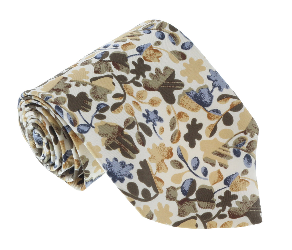 Missoni U1444 Cream/Olive Floral 100% Silk Tie