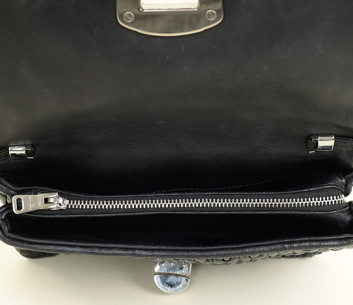 Miu Miu Black Matelasse Crystal Flap Bag