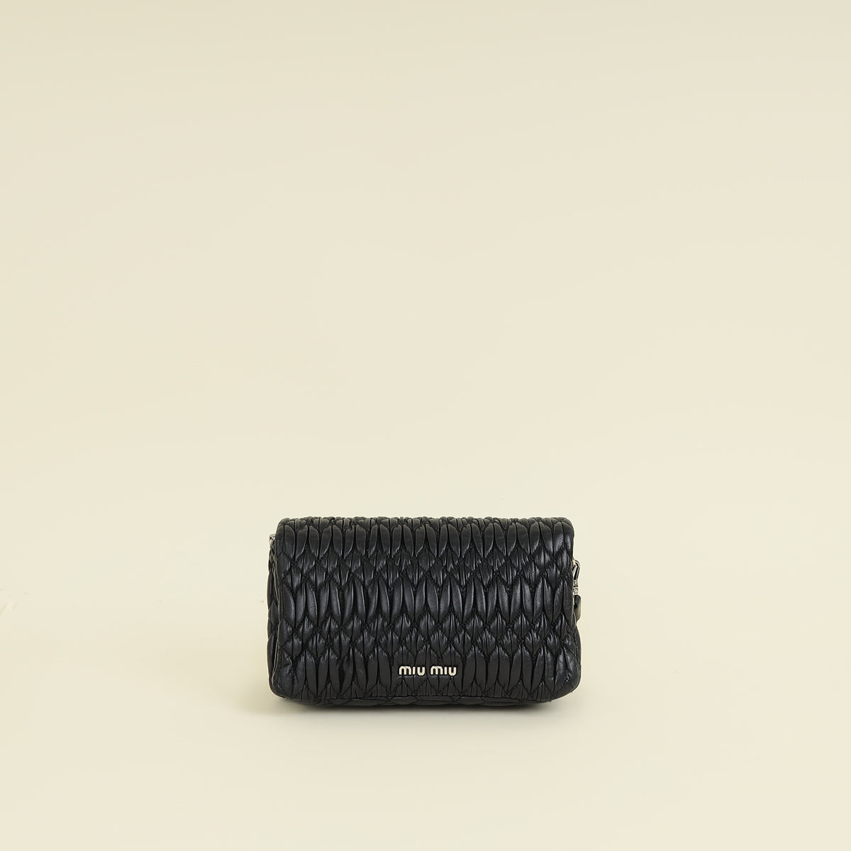 Miu Miu Black Matelasse Crystal Flap Bag