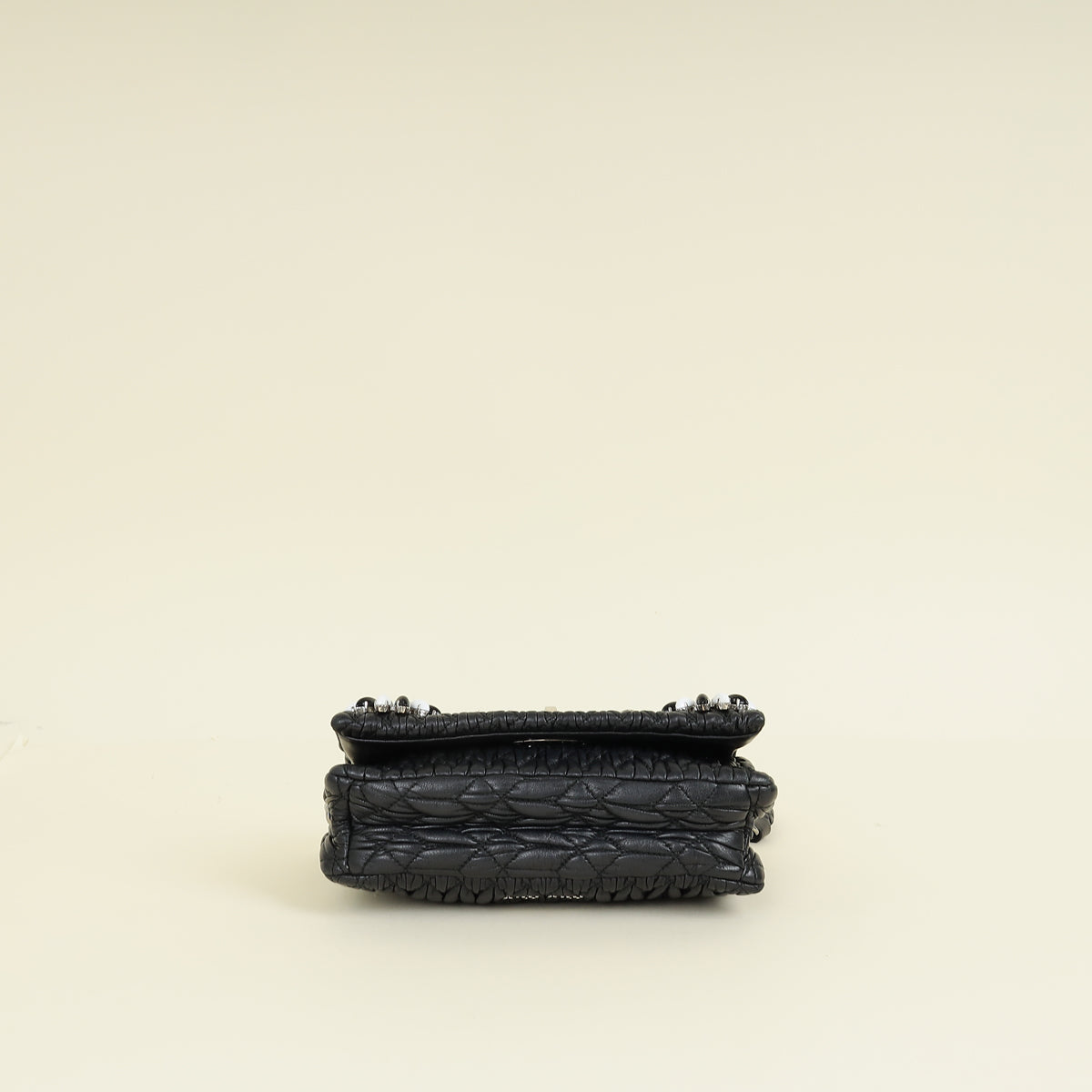 Miu Miu Black Matelasse Crystal Flap Bag