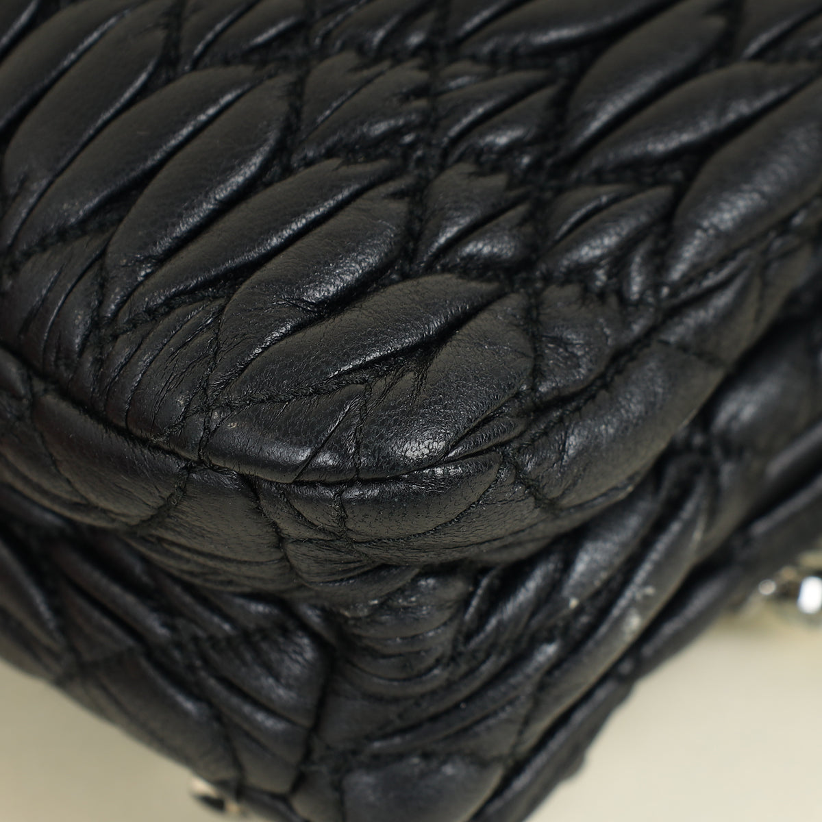 Miu Miu Black Matelasse Crystal Flap Bag