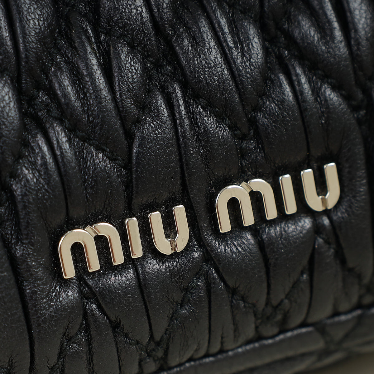 Miu Miu Black Matelasse Crystal Flap Bag