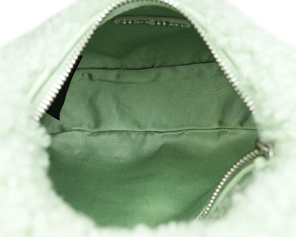 Miu Miu Green Shearling Mini Wander Handle Bag