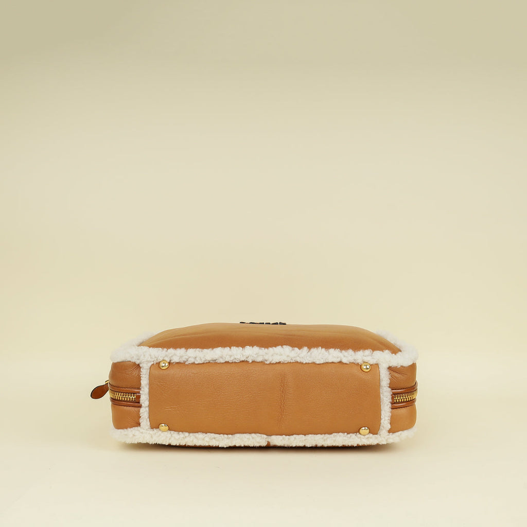 Miu Miu Bicolor Beau Shearling Top-Handle Bag