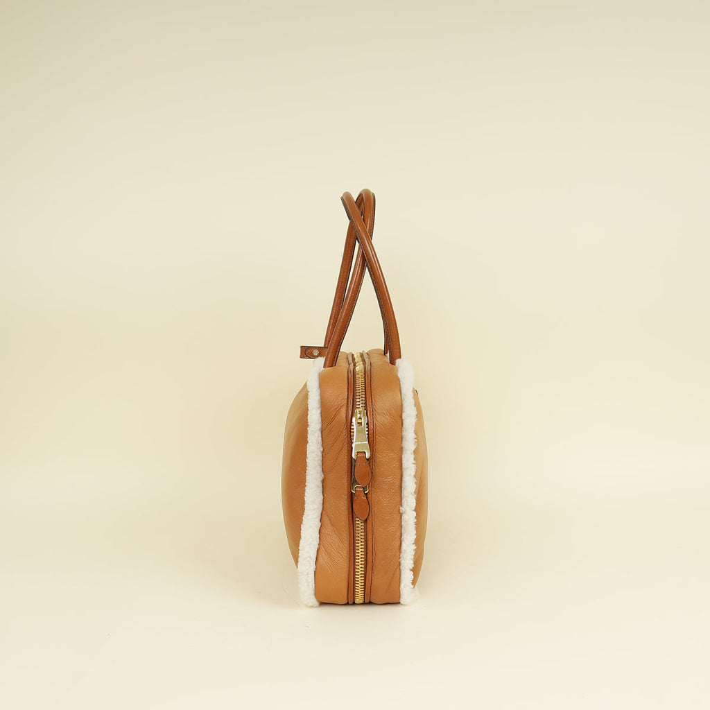 Miu Miu Bicolor Beau Shearling Top-Handle Bag