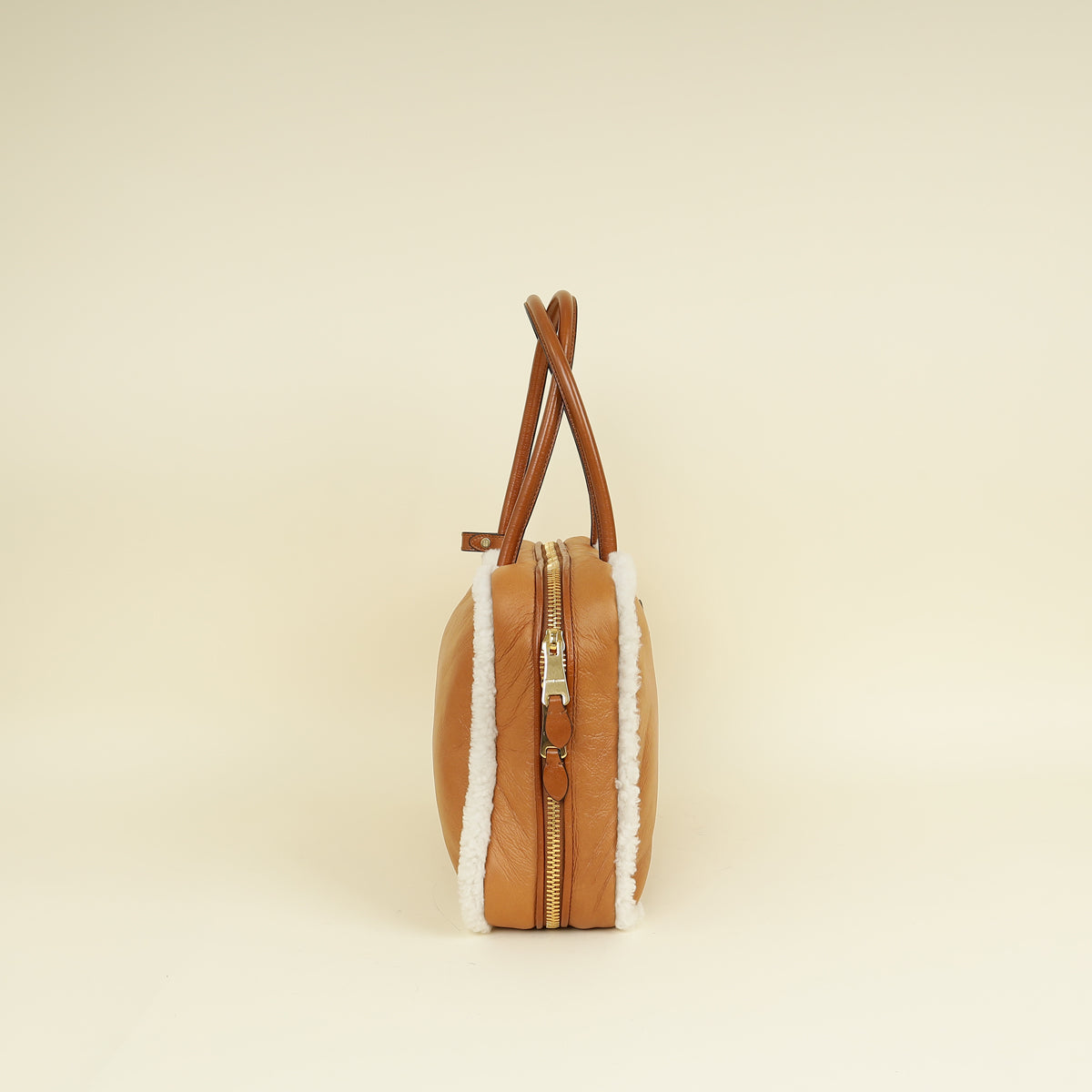 Miu Miu Bicolor Beau Shearling Top-Handle Bag