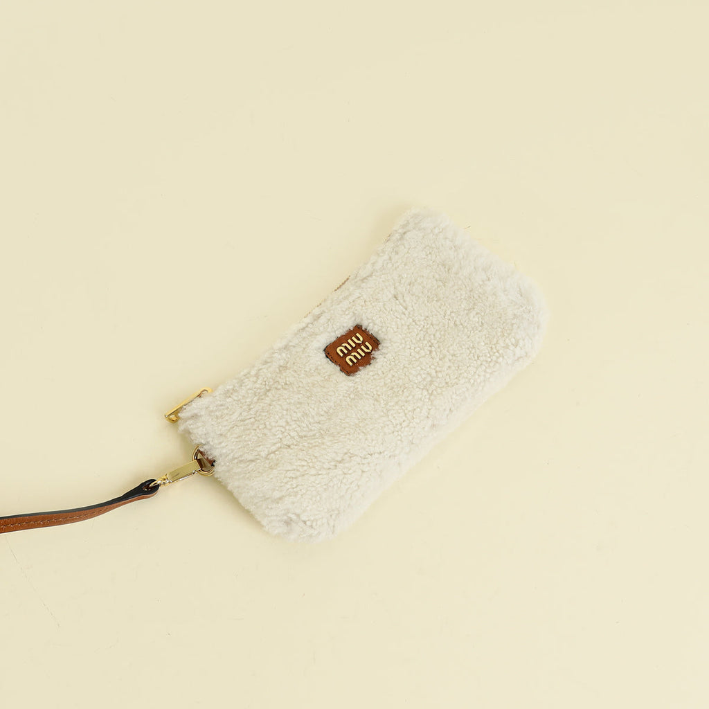 Miu Miu Bicolor Beau Shearling Top-Handle Bag