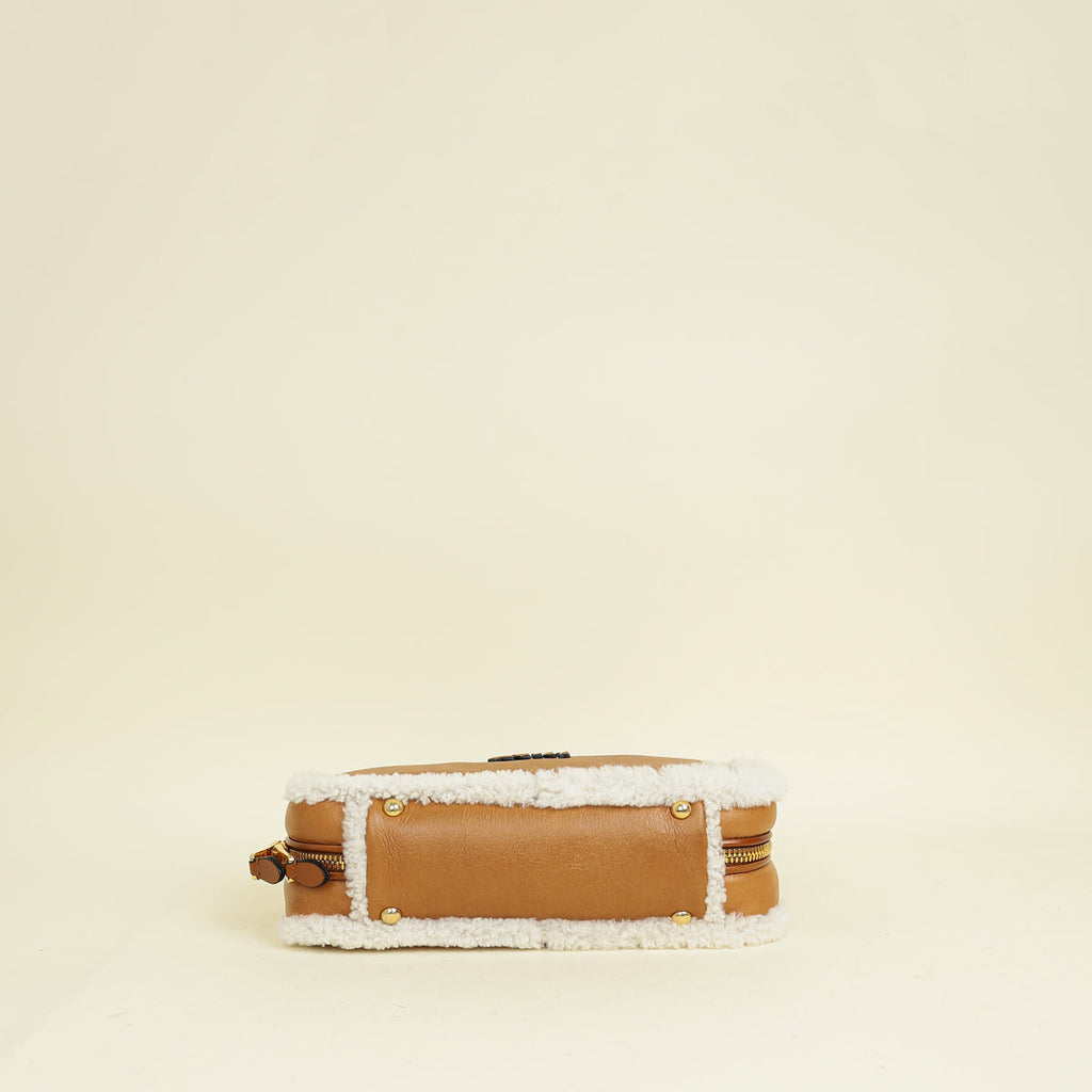 Miu Miu Bicolor Beau Shearling Top-Handle Bag