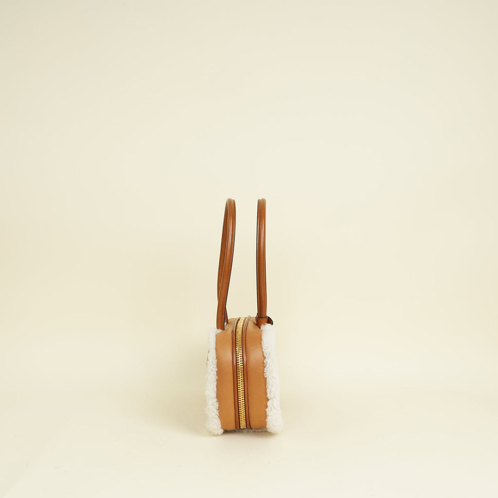 Miu Miu Bicolor Beau Shearling Top-Handle Bag