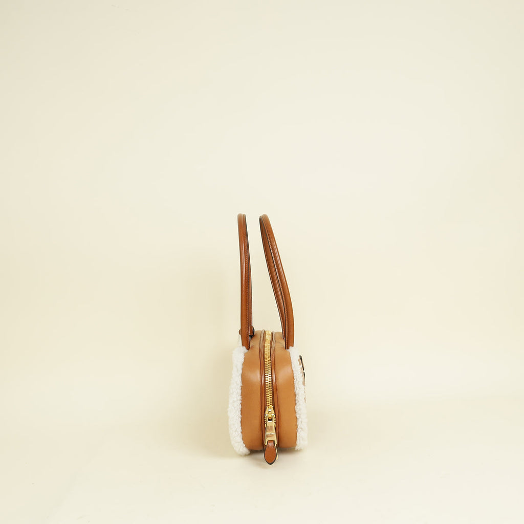 Miu Miu Bicolor Beau Shearling Top-Handle Bag
