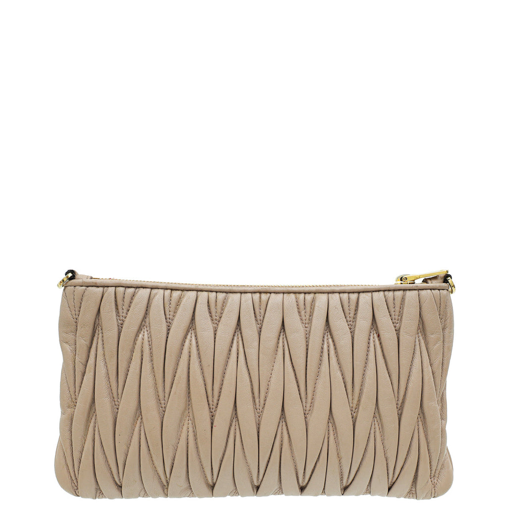 Miu Miu Nude Zip Matelassé Crossbody Bag