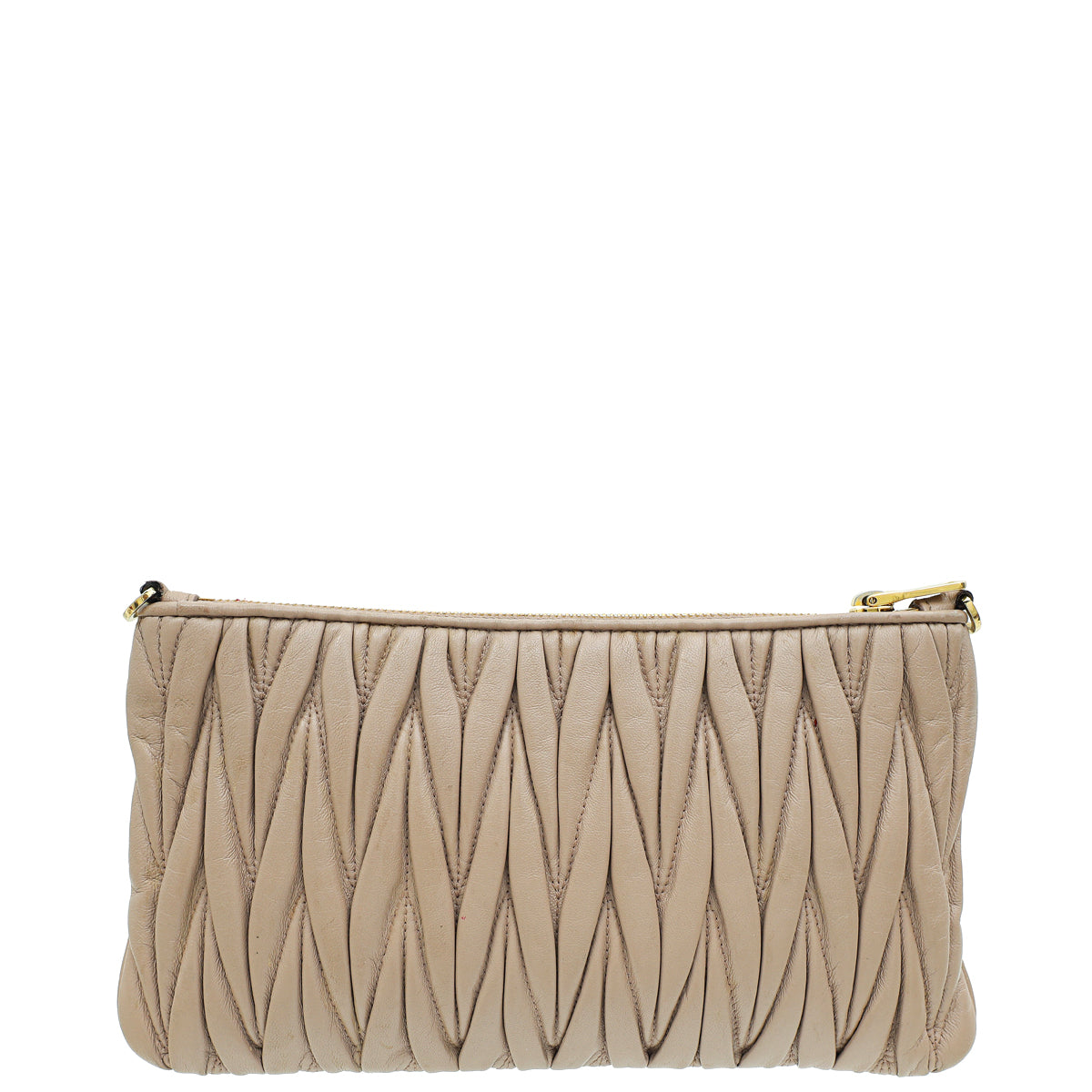 Miu Miu Nude Zip Matelassé Crossbody Bag