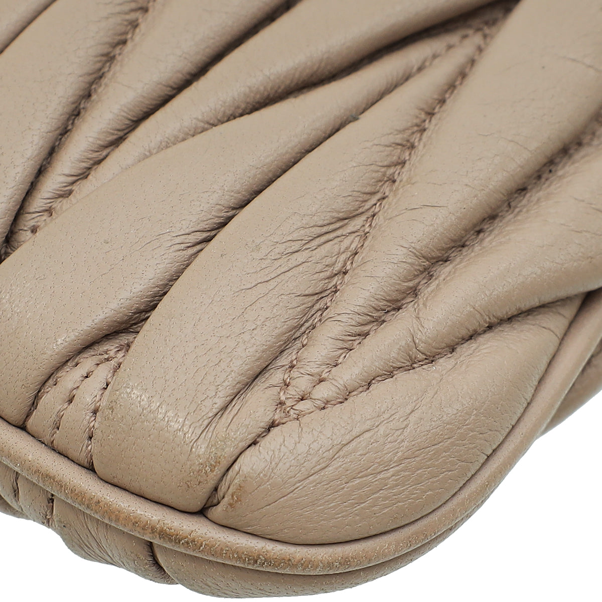 Miu Miu Nude Zip Matelassé Crossbody Bag