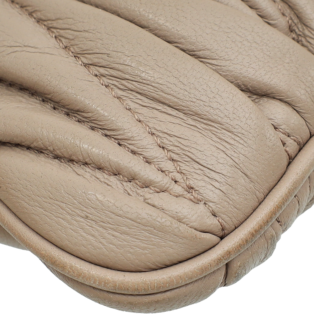 Miu Miu Nude Zip Matelassé Crossbody Bag