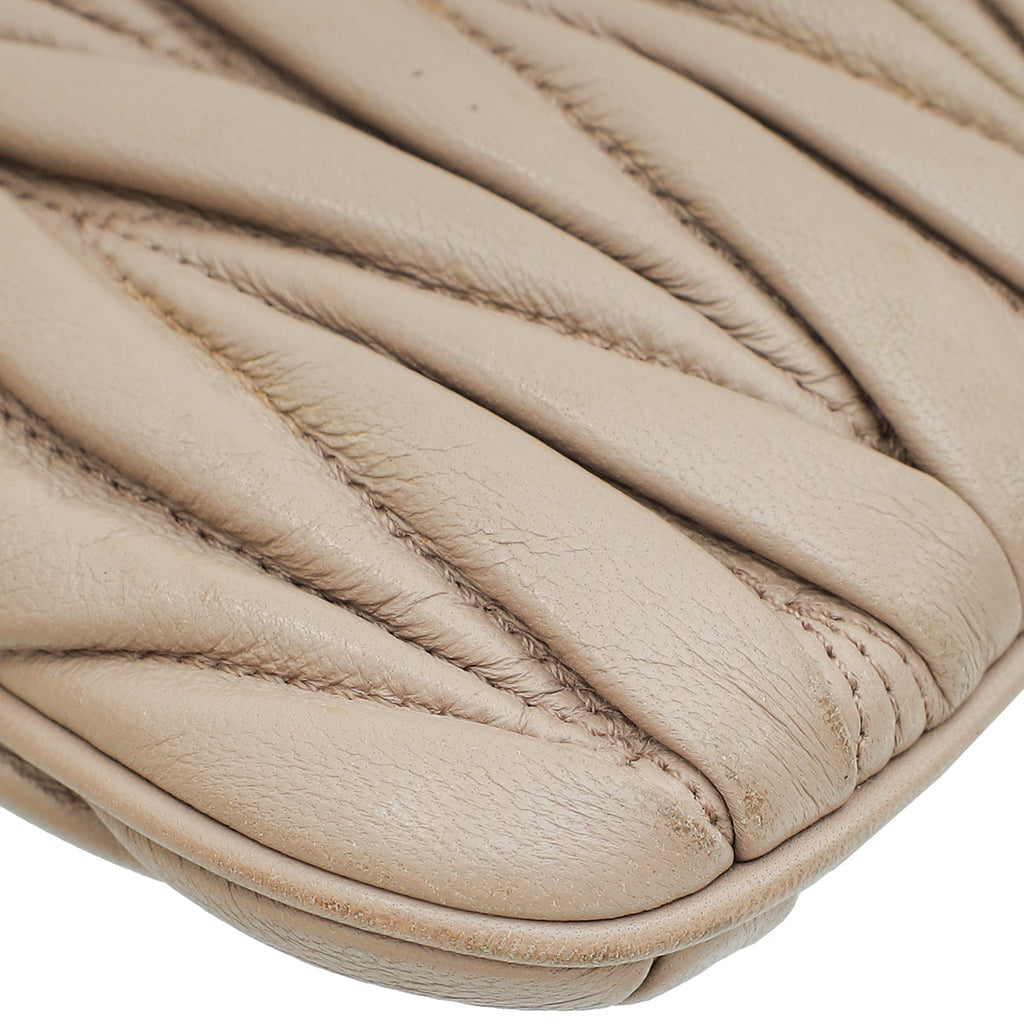 Miu Miu Nude Zip Matelassé Crossbody Bag