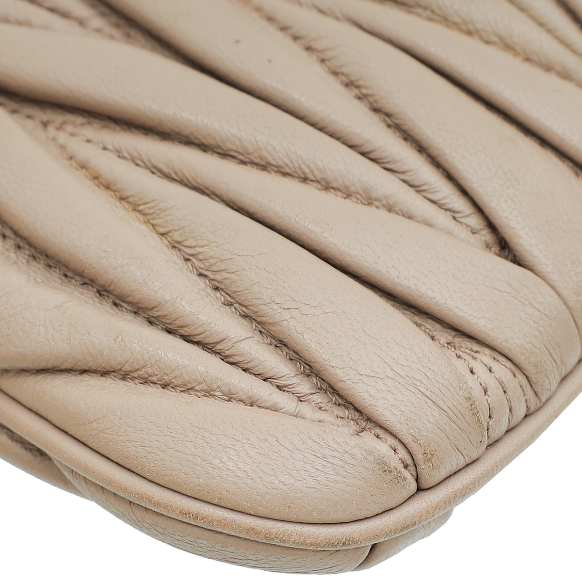 Miu Miu Nude Zip Matelassé Crossbody Bag
